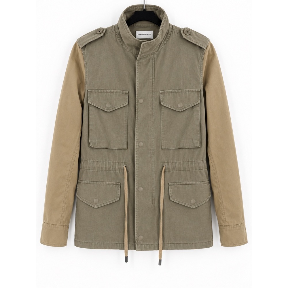 Club Monaco Utility Field Jacket Womens XS Green Tan Contrast Sleeve Gorpcore